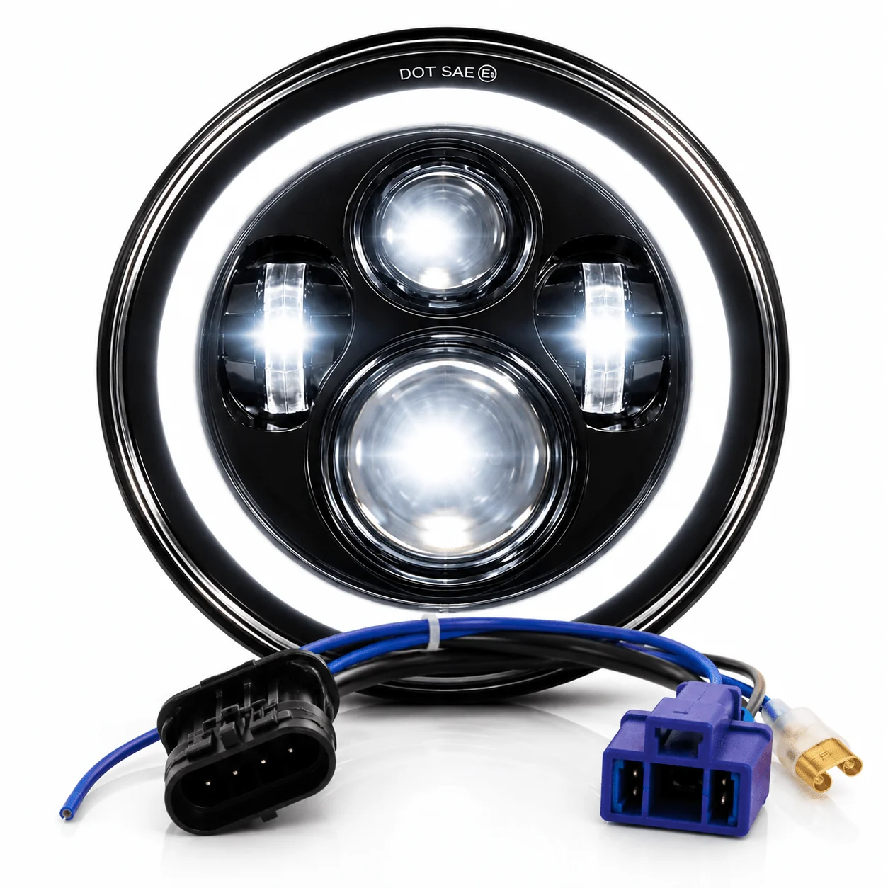 Eagle Lights 7" LED Headlight with LED Halo Ring for Harley-Davidson® and Indian® Motorcycles - Generation I / Black Kit - Image 11