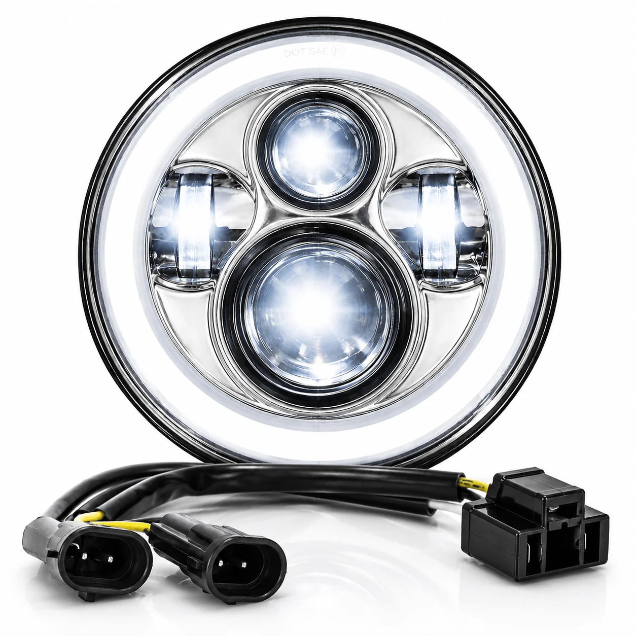 Eagle Lights 7" LED Headlight with LED Halo Ring for Harley-Davidson® and Indian® Motorcycles - Generation I / Chrome Kit - Image 10