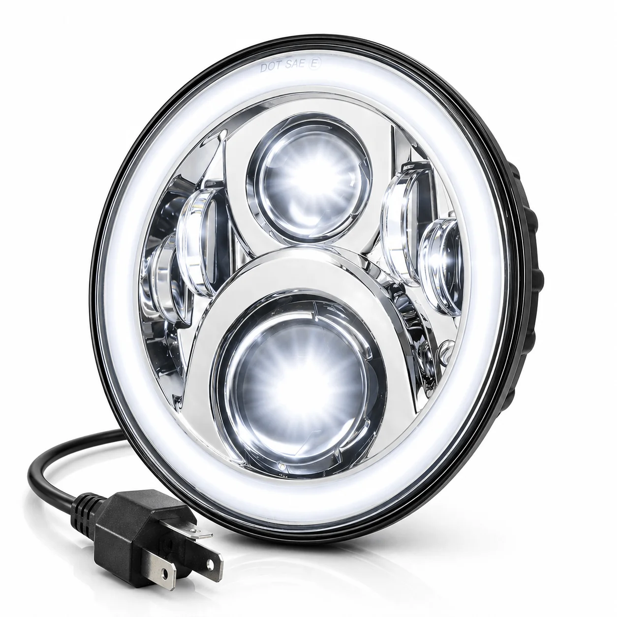 Eagle Lights 7" LED Headlight with LED Halo Ring for Harley-Davidson® and Indian® Motorcycles - Generation II / Chrome Kit - Image 4