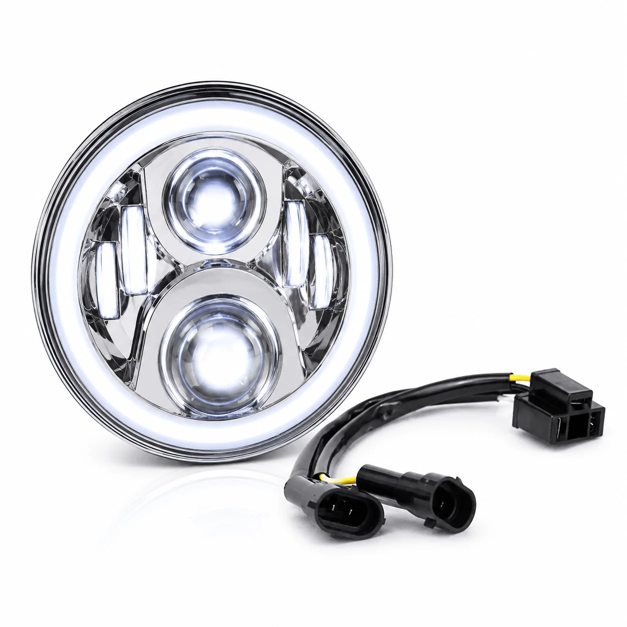 Eagle Lights 7" LED Headlight with LED Halo Ring for Harley-Davidson® and Indian® Motorcycles - Generation II / Chrome Kit - Image 9
