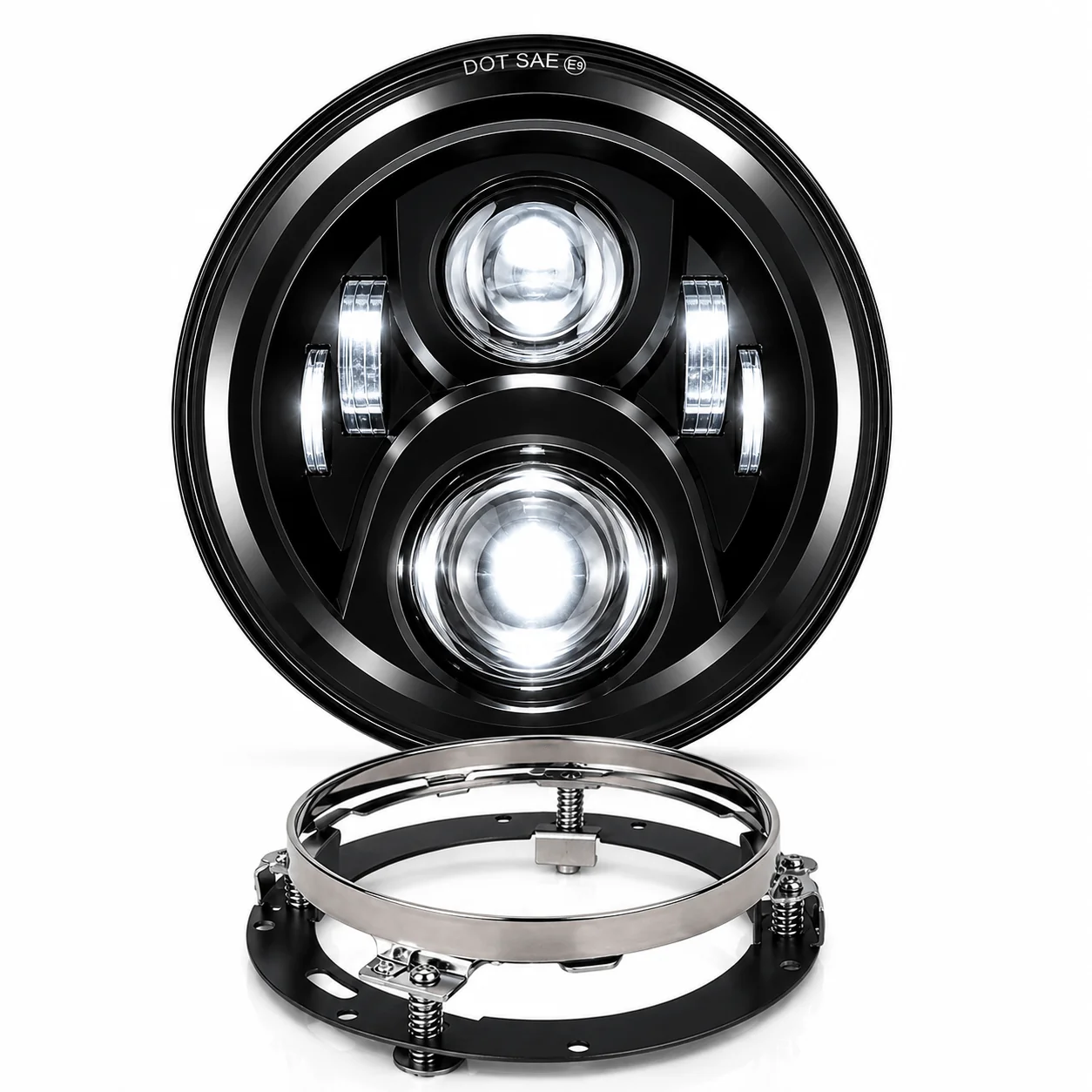 Eagle Lights 7" LED Headlight for Harley-Davidson® and Indian® Motorcycles - Black / Generation II - Image 13