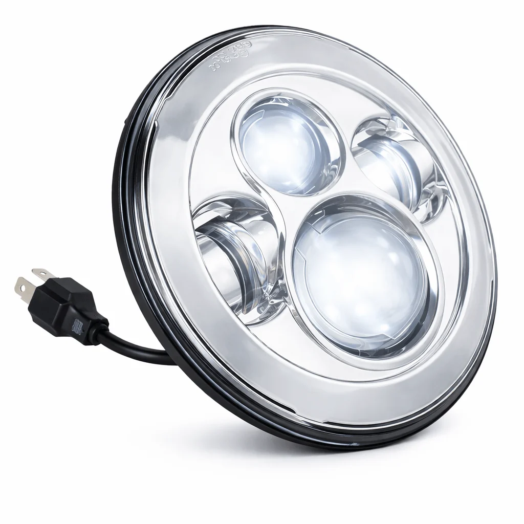 Eagle Lights 7" LED Headlight and 4.5" LED Passing Light Kit for Harley-Davidson® and Indian® Motorcycles - Generation I / Chrome - Image 12