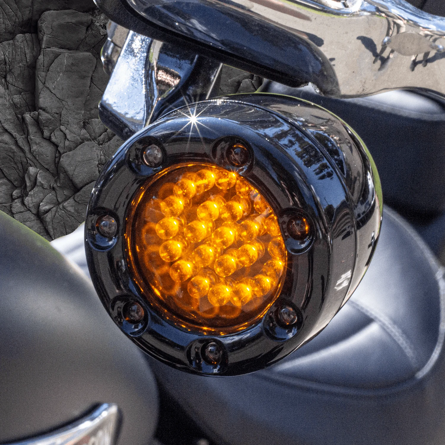 Eagle Lights 2” Infinity Beam Front LED Turn Signals with Integrated Trim Rings and White Halo Running Lights for Harley-Davidson® Motorcycles - Image 6