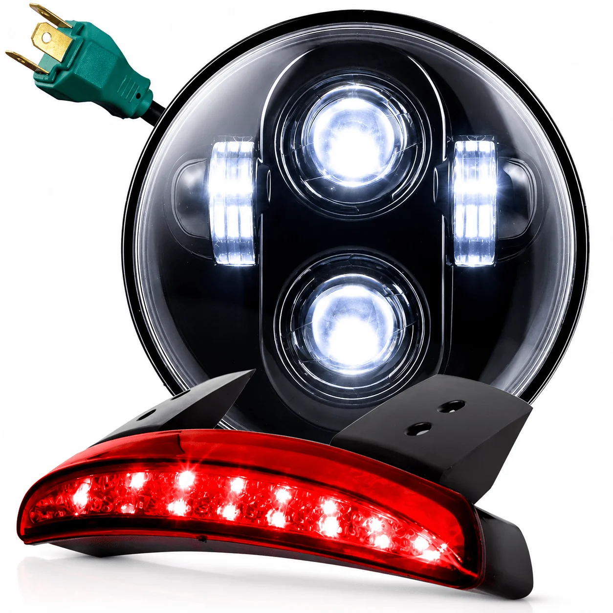 Eagle Lights 5-3/4" (5.75") Round Harley LED Headlight and Red LED Taillight Conversion / Upgrade Kit for Harley Sportster / Dyna - Image 18
