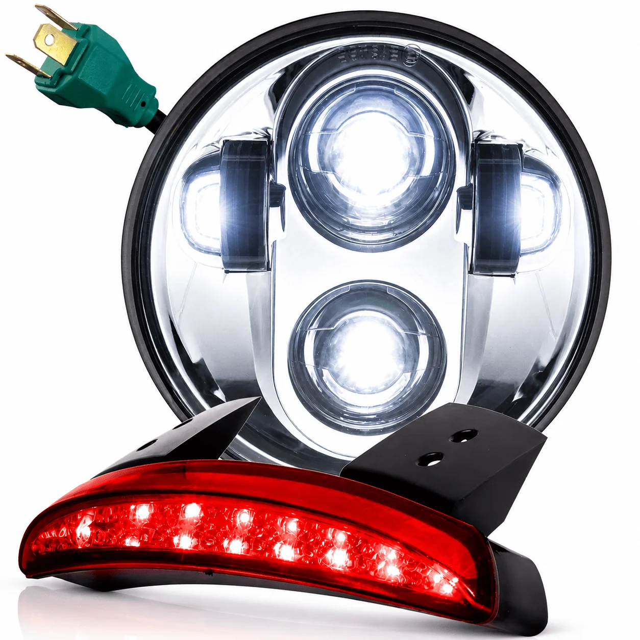 Eagle Lights 5-3/4" (5.75") Round Harley LED Headlight and Red LED Taillight Conversion / Upgrade Kit for Harley Sportster / Dyna - Image 19