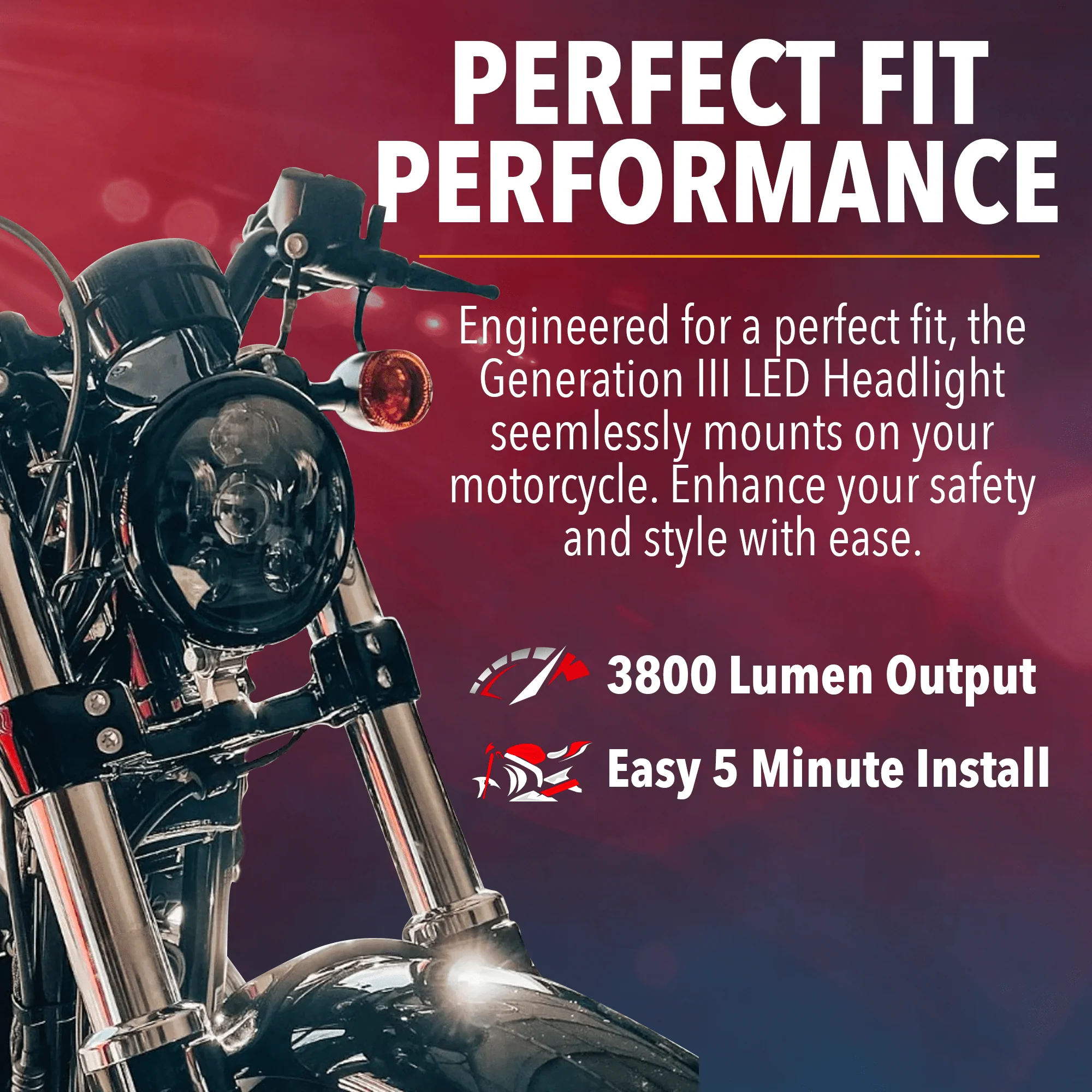 Eagle Lights 5 3/4" Generation III LED Headlight Kit with Halo Ring for Harley-Davidson® Low Rider ST Models with Adapter Bracket - Image 9