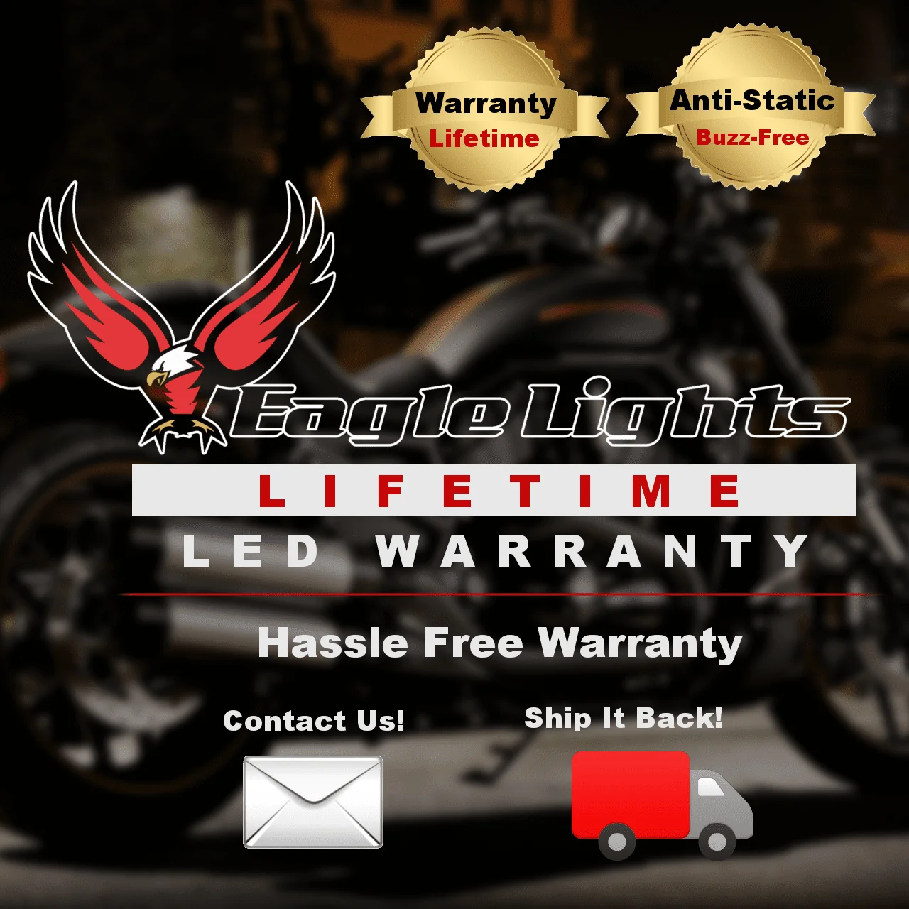 Eagle Lights 5 3/4" LED Headlight Kit with Halo Ring for Harley-Davidson® and Indian® Motorcycles - Generation III / Black - Image 10