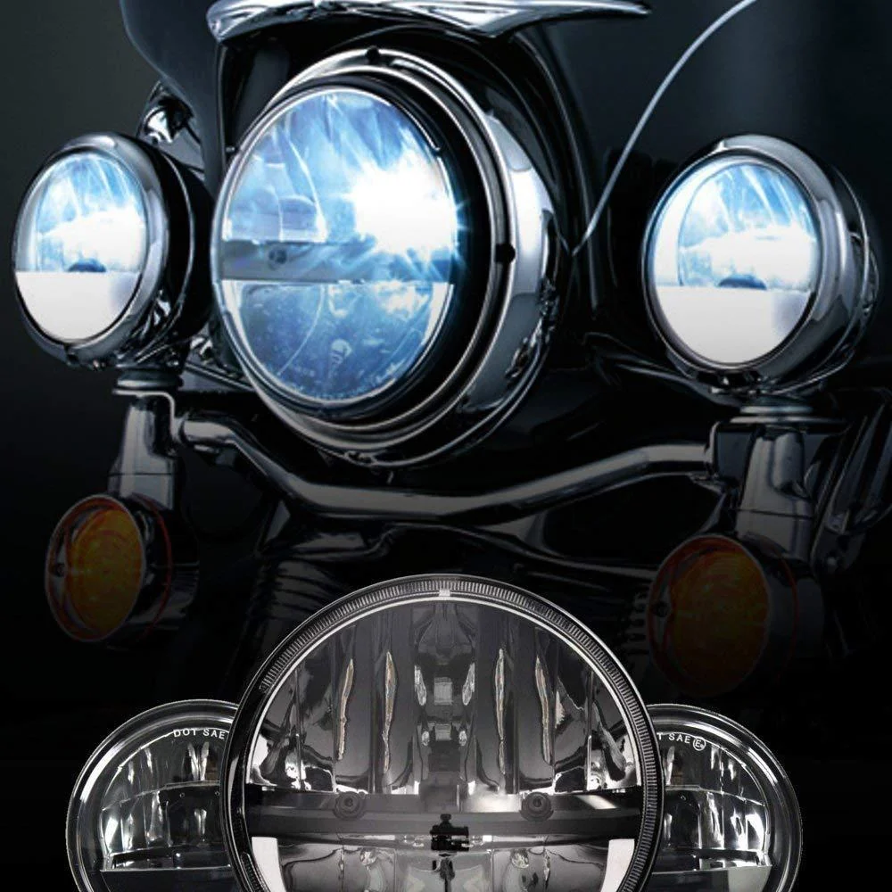 Eagle Lights Complex Reflector Series 7" Round LED Headlight with LED Passing Lights for Harley-Davidson® - Image 4
