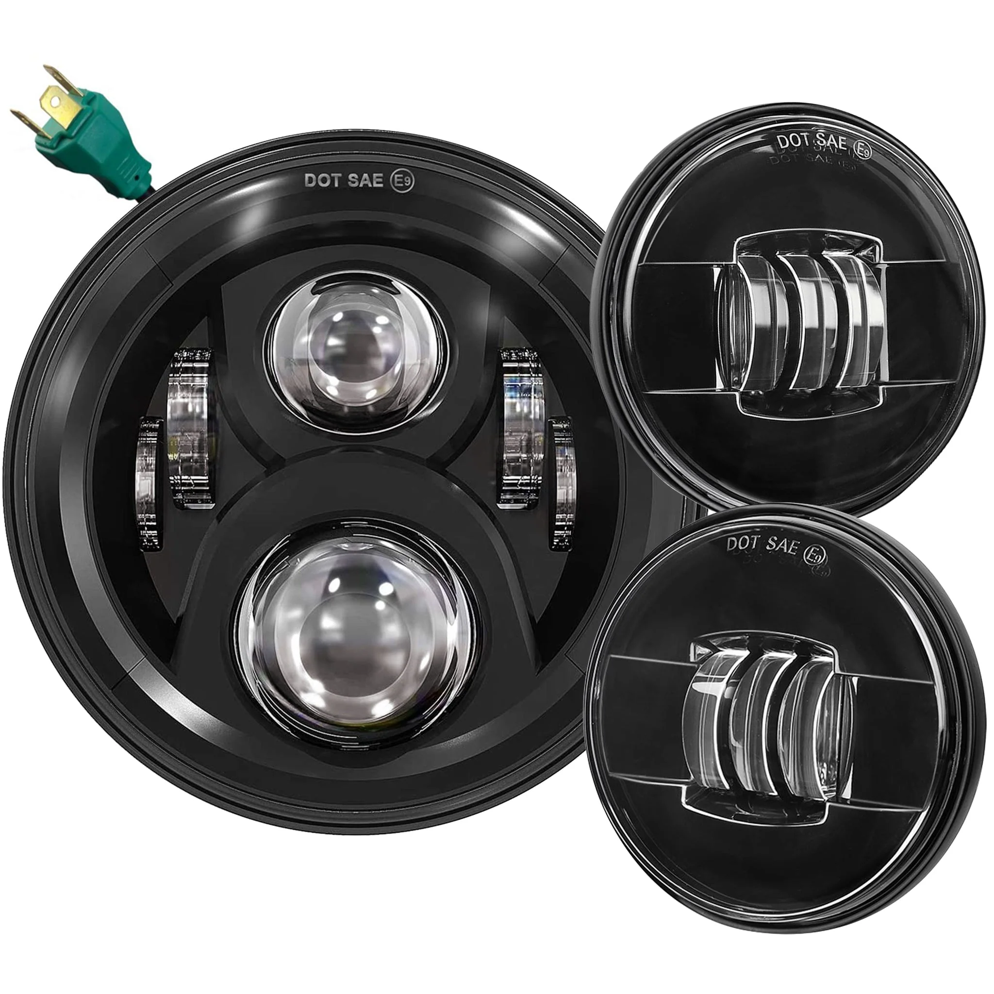 Eagle Lights 7" LED Headlight and 4.5" LED Passing Light Kit for Harley-Davidson and Indian - Generation II / Black - Image 19
