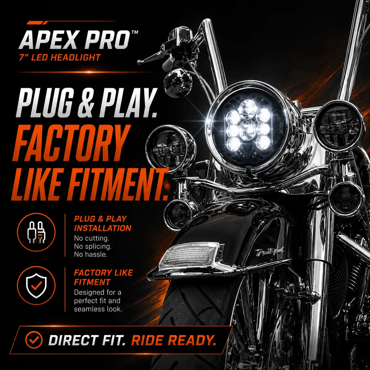 Eagle Lights Apex Pro™ 7" LED Headlight for Harley-Davidson® Motorcycles - Image 4