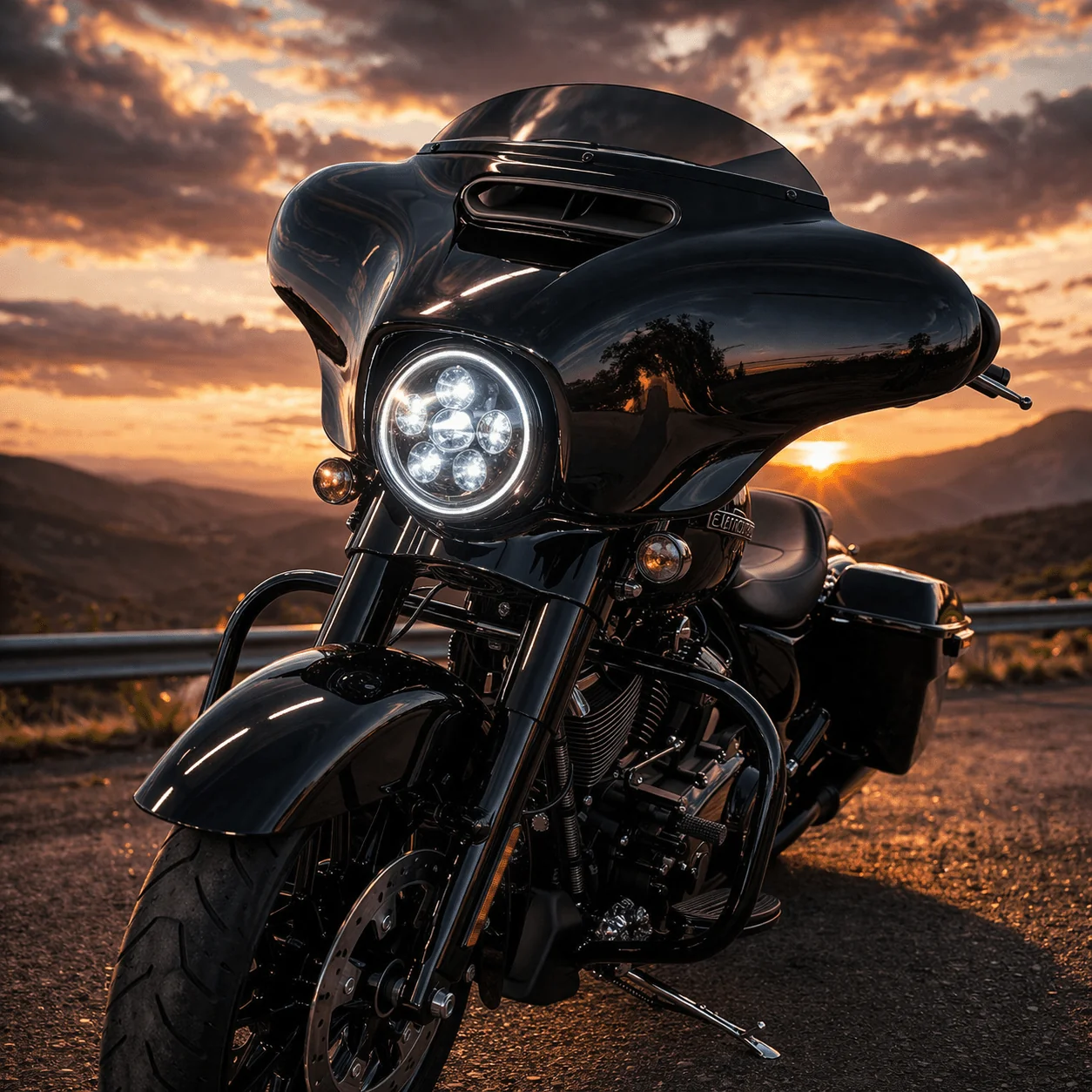 Eagle Lights 7" LED Headlight Kit for Harley Davidson and Indian Motorcycles - Generation III / Black - Image 4