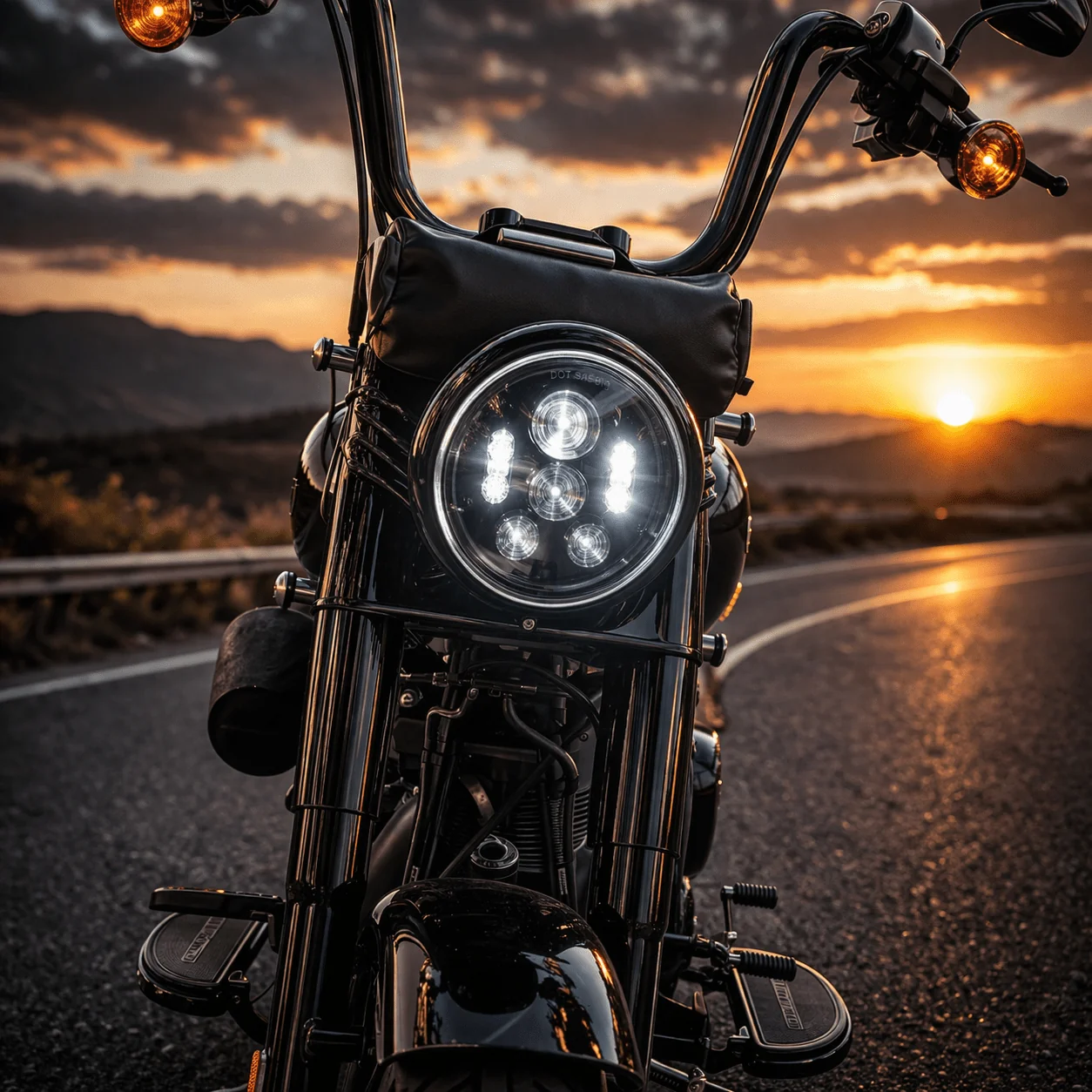 Eagle Lights 7" LED Headlight Kit for Harley Davidson and Indian Motorcycles - Generation III / Black - Image 6
