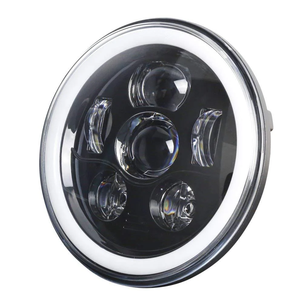 Eagle Lights 7" Round LED Projection Headlight Generation III- Black - Halo Ring - Jeep Wrangler - Image 4