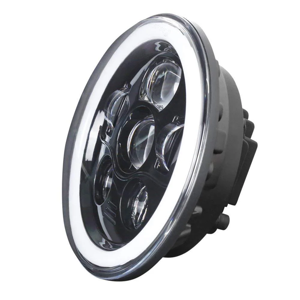Eagle Lights 7" Round LED Projection Headlight Generation III- Black - Halo Ring - Jeep Wrangler - Image 5