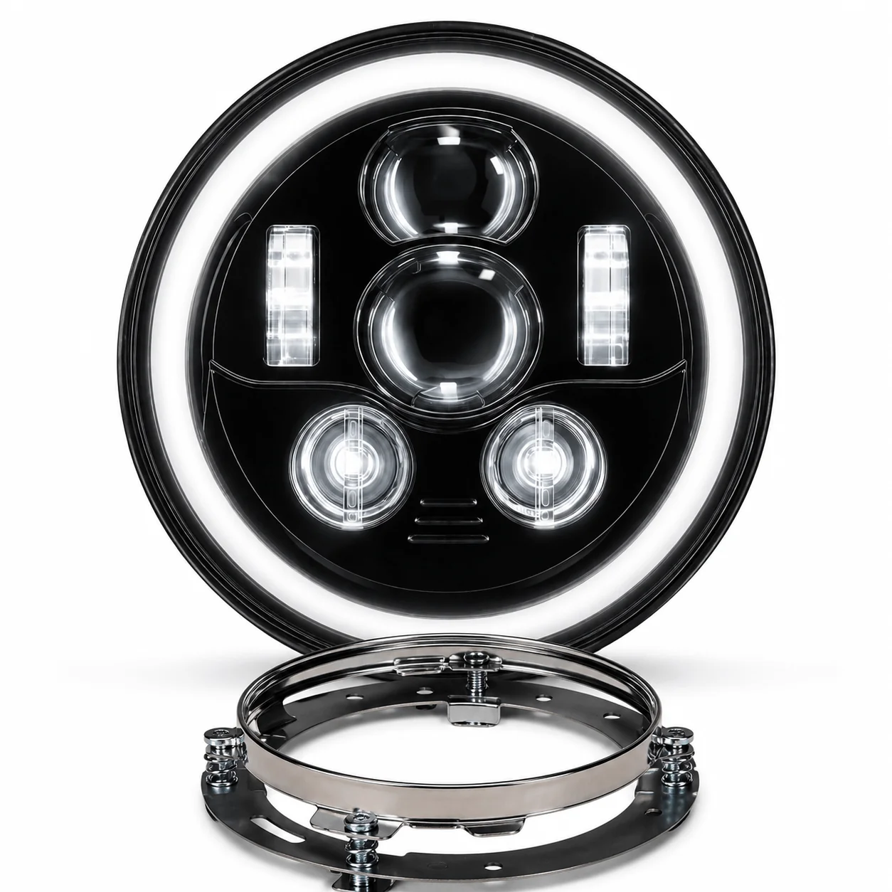 Eagle Lights 7" LED Headlight Kit with Halo Ring for Harley-Davidson® and Indian® Motorcycles - Generation III / Black - Image 13