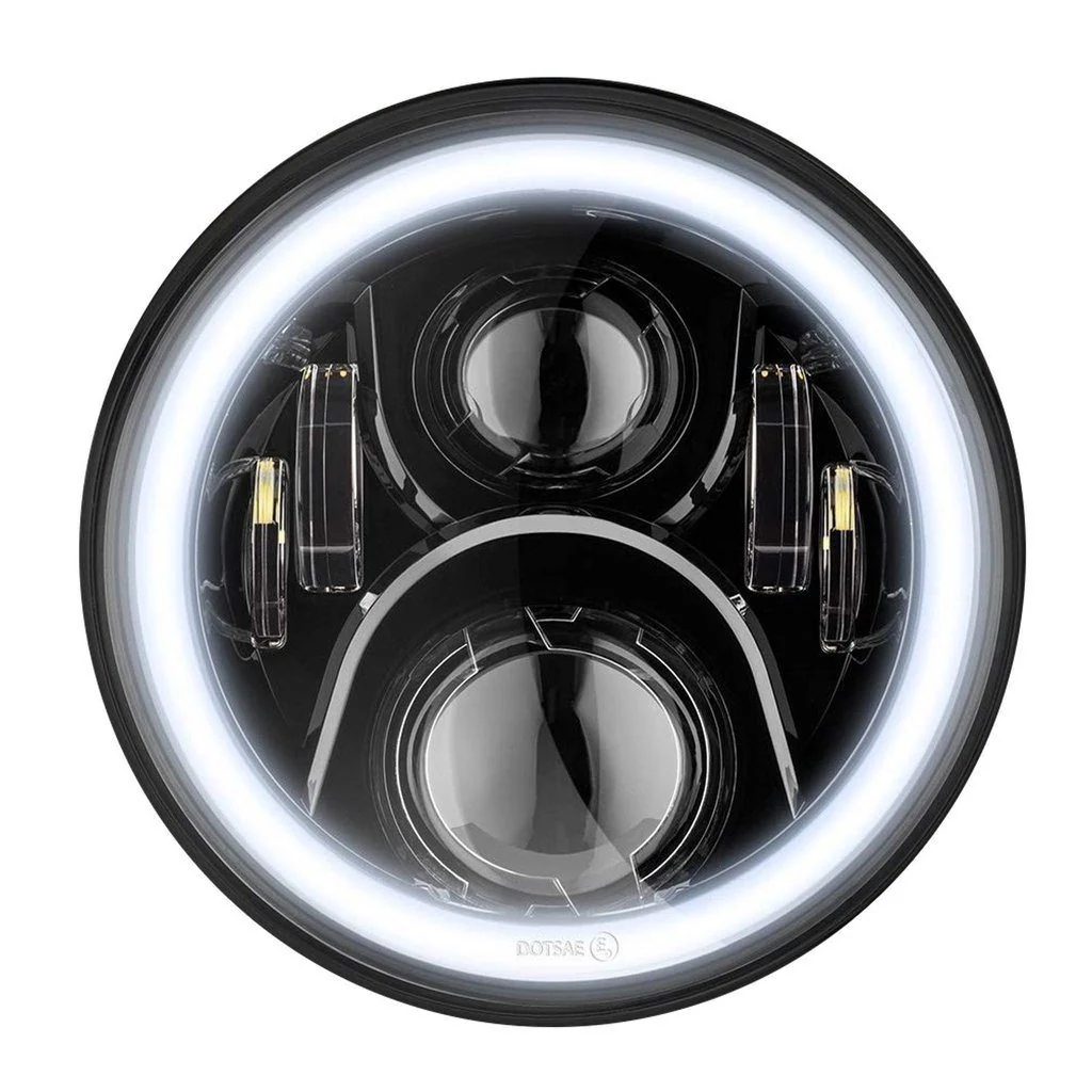 Eagle Lights 7" Round LED Projection Headlight Generation II- Black - Halo Ring - Jeep Wrangler - Image 3