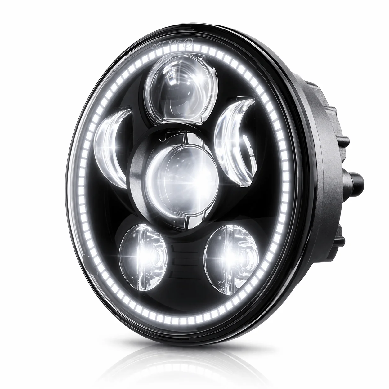 Eagle Lights 5 3/4" LED Headlight Kit with Halo Ring for Harley-Davidson® and Indian® Motorcycles - Generation III / Black - Image 4