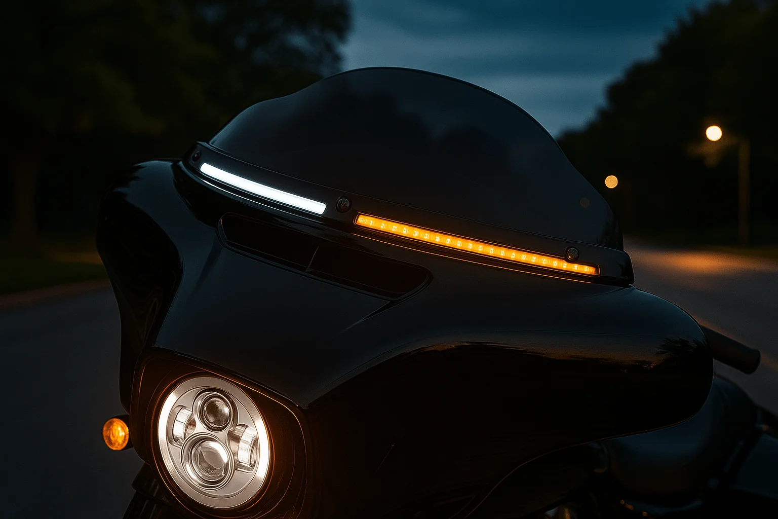 Eagle Lights HALOS LED Windshield Trim – Black | Fits Harley-Davidson® Touring Models (2014–2025) - Image 5