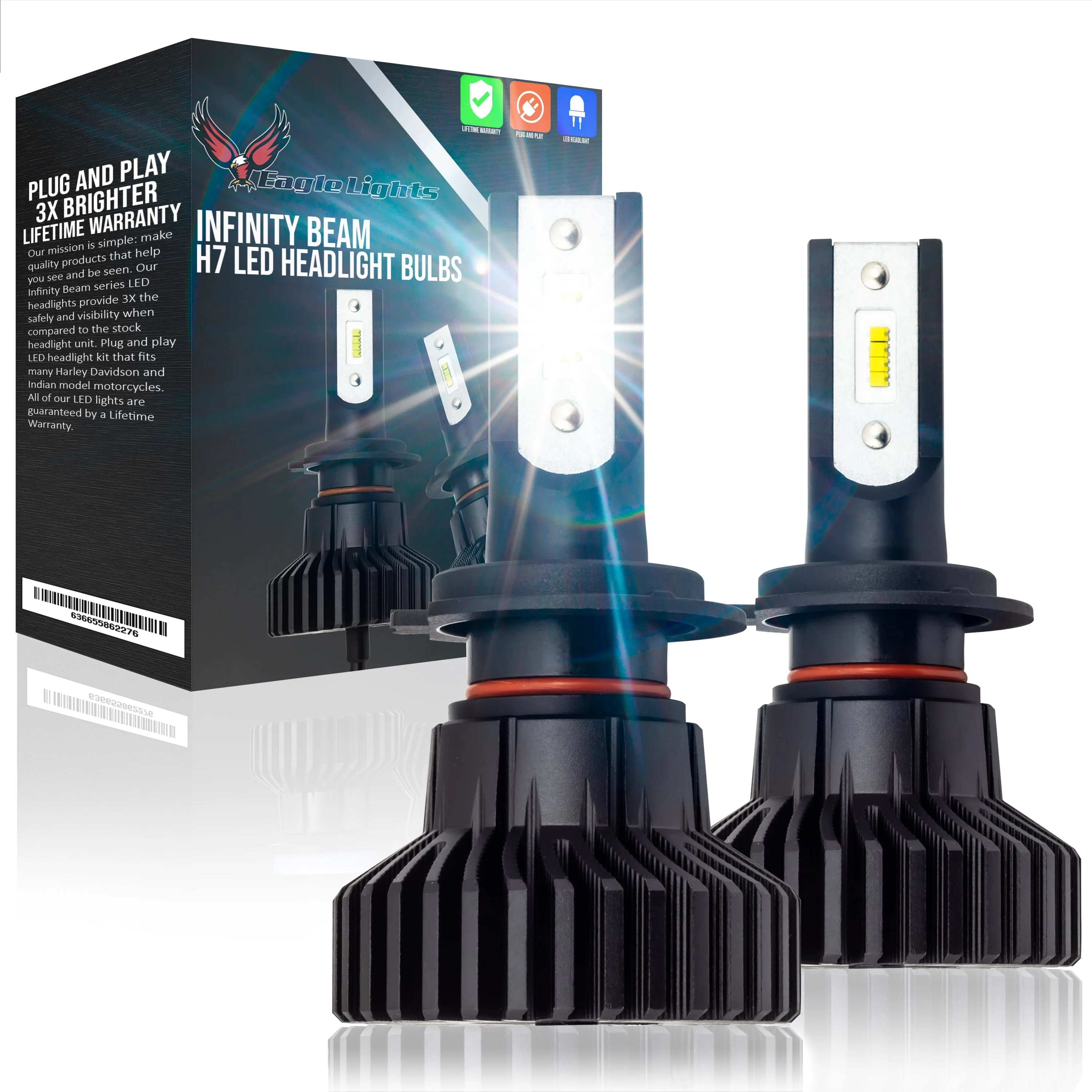 Eagle Lights Infinity Beam H7 LED Headlight Bulb - 2 Pack (High and Low Beam) - Image 2