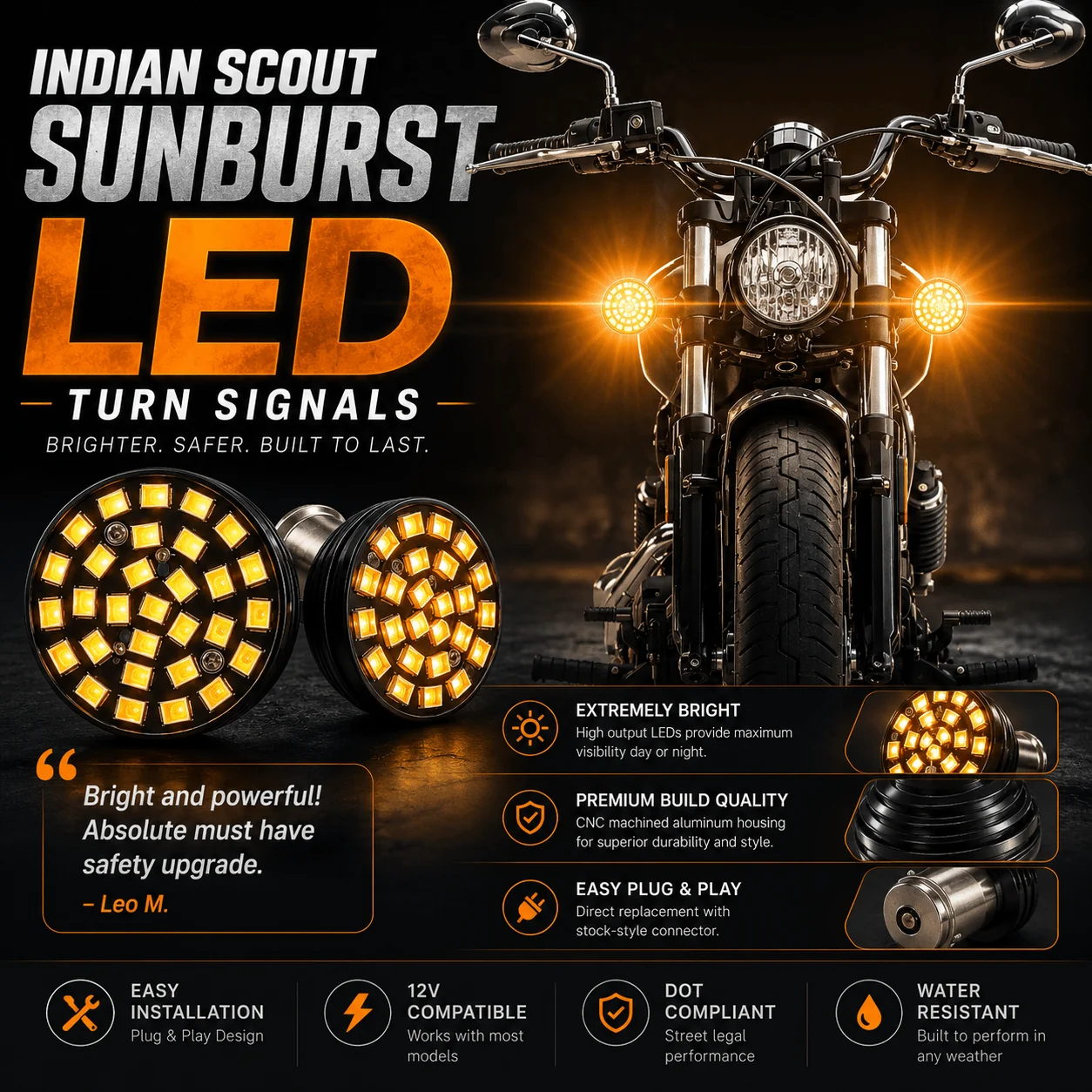 Indian® Scout SUNBURST LED Turn Signals - Pair - Image 4