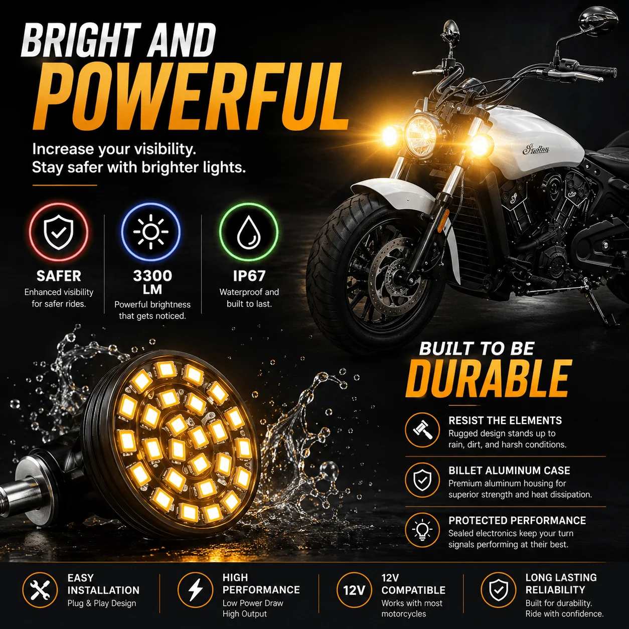 Indian® Scout SUNBURST LED Turn Signals - Pair - Image 5