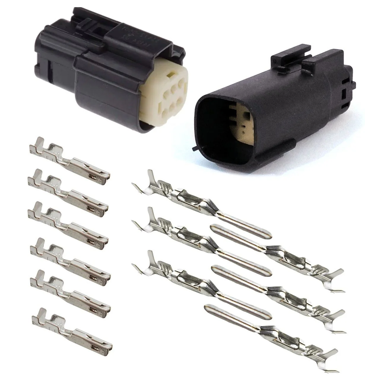 Molex MX150 BLACK 6 Pin Wire Sealed Connector Set Male and Female with Pins for Harley and Jeep - Image 2